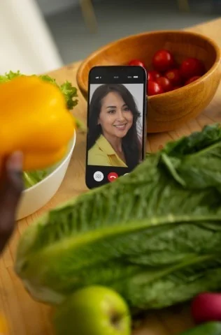Member on a video consultation with a Fitstrot coach