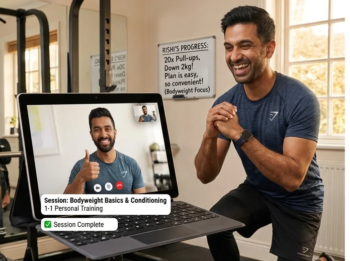Coach guiding a member's session over live video