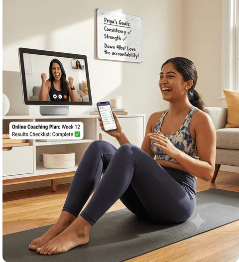Woman checking her personalised training plan on her phone
